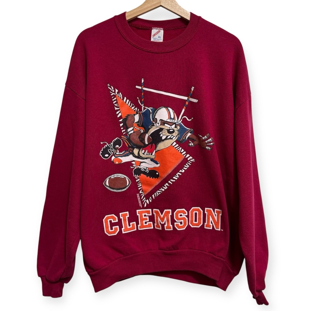 Vintage Taz Tasmanian Devil Clemson Tigers Football 1996 Crew Neck Sweatshirt XL